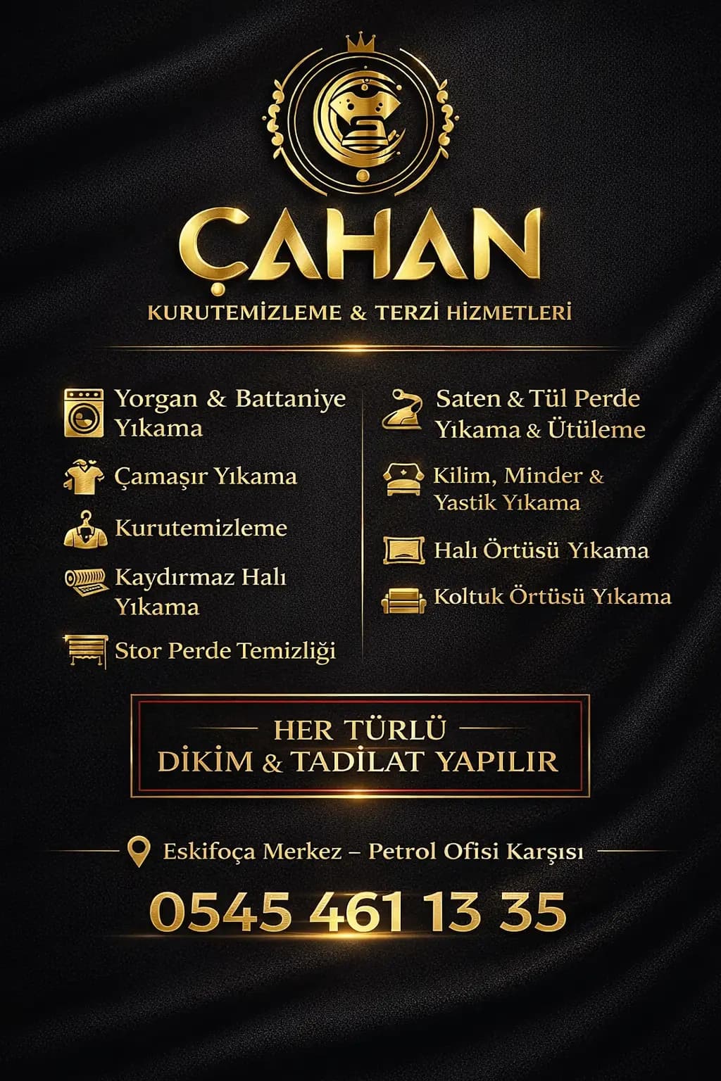 ÇAHAN KURUTEMİZLEME YIKAMA TERZİ ÜTÜ EVİ